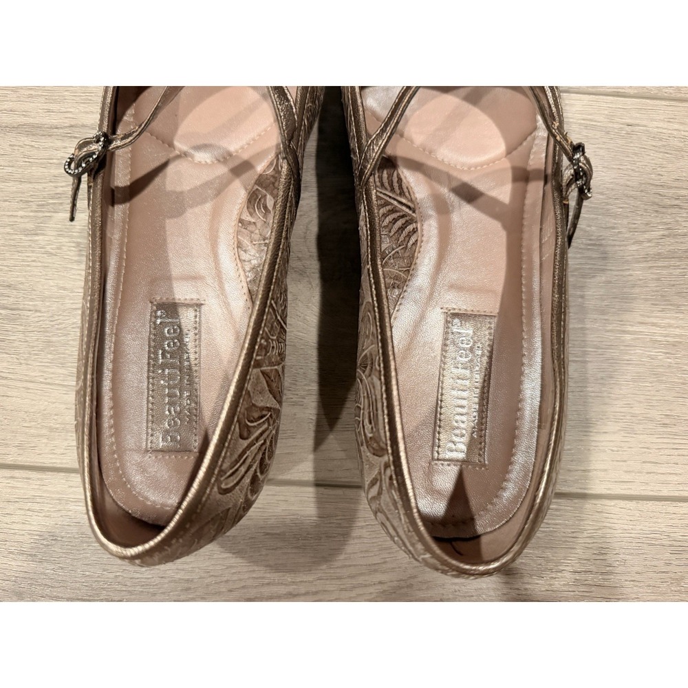 GA2 BeautiFeel Brown Leather Embroidered Mary janes Flats Women's 39 (8-8.5 US) - Picture 7 of 9